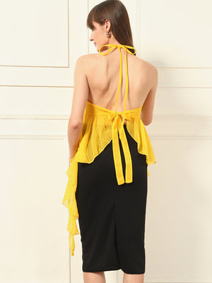 TANDUL Women Yellow Ruffled Top