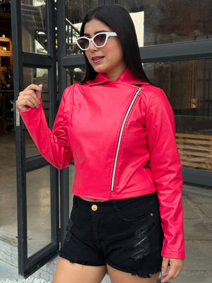 TANDUL Women Stunning Pink Leather Jacket