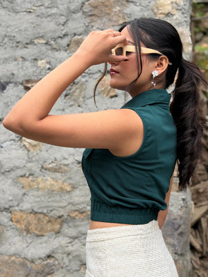 TANDUL Women Chic Dark Green Top