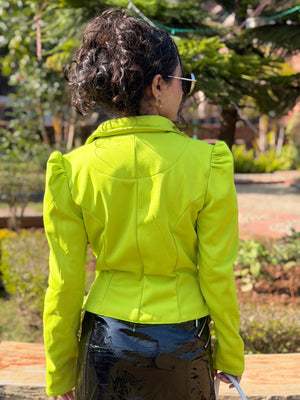 TANDUL Women Neon Green Solid Blazer
