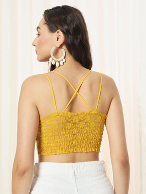 TANDUL  Casual Sleeveless Solid Women Yellow Top
