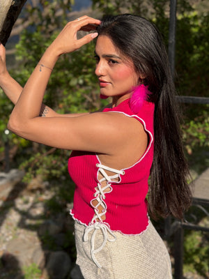 TANDUL Women Chic Pink Knitted Top