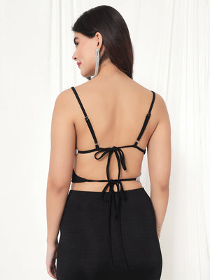 TANDUL  Casual Sleeveless Solid Women Black Top