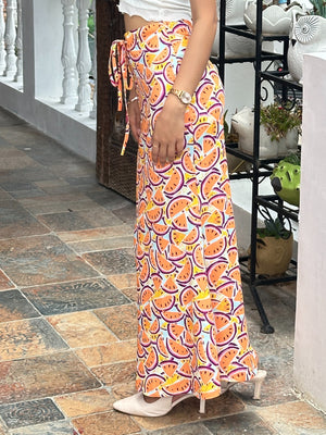 TANDUL  Women Printed Flared Orange Skirt