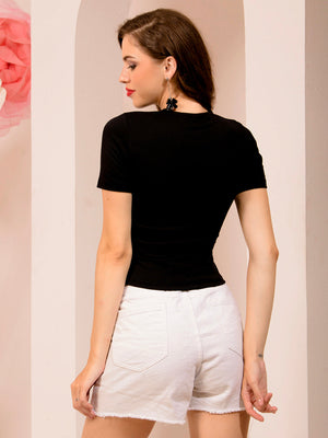 TANDUL  Casual Regular Sleeves Solid Women Black Top