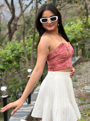 TANDUL Women Stunning Pink Velvet Top