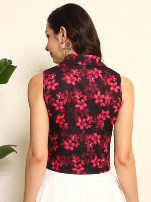 TANDUL Women Stunning Floral Printed Top cum Waistcoat