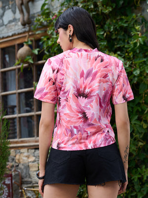 TANDUL Women Pink Feathers Printed  T-shirt