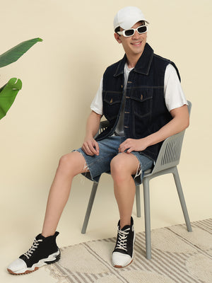 TANDUL Mens's Denim Sleeveless Jacket