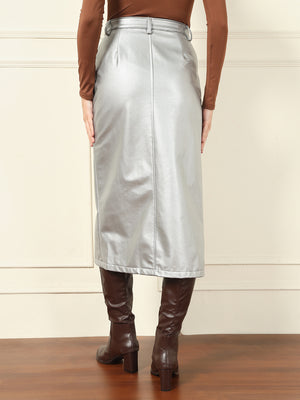 TANDUL Women Solid Tube Silver Skirt