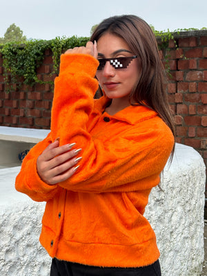 TANDUL Women Orange Fur Jacket