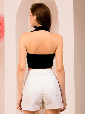 TANDUL  Casual Sleeveless Solid Women Black Top