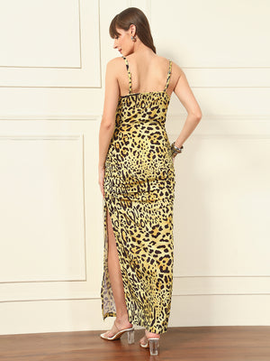 TANDUL Women Leopard Printed Velvet Dress