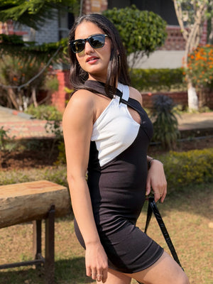 TANDUL Women Stunning Black and White Dress
