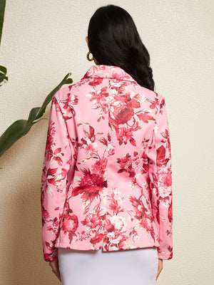 TANDUL Women Pink Floral Printed Blazer