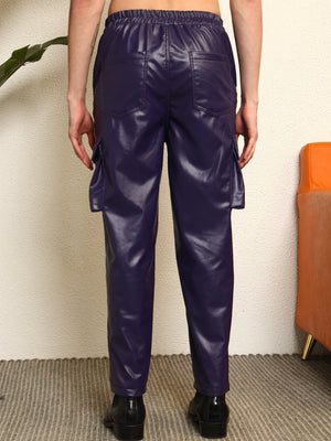 TANDUL Mens's Sleek Blue Leather Trouser