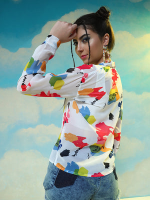 TANDUL  Women Regular Fit Printed Lapel Collar Casual Shirt