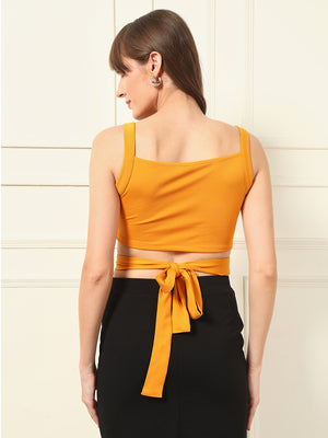 TANDUL  Casual Sleeveless Solid Women Yellow Top