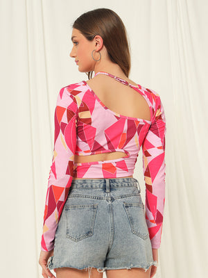 TANDUL  Casual Regular Sleeves Geometric Print Women Multicolor Top