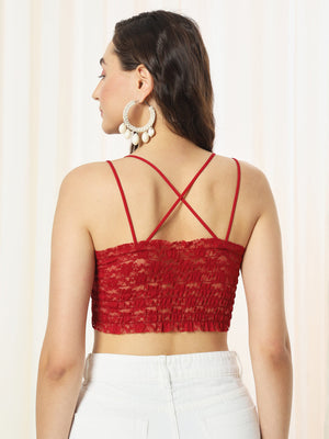 TANDUL  Casual Sleeveless Solid Women Maroon Top