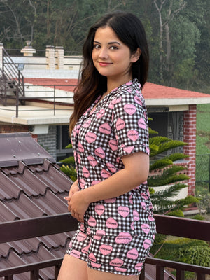 TANDUL Women Stylish Checkered Nightsuit