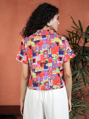 Women Regular Fit Printed  Collared Casual Shirt