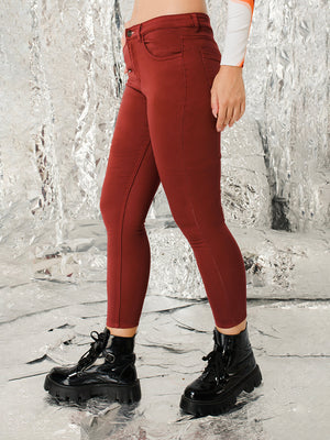 TANDUL  Women Regular Mid Rise Maroon Jeans