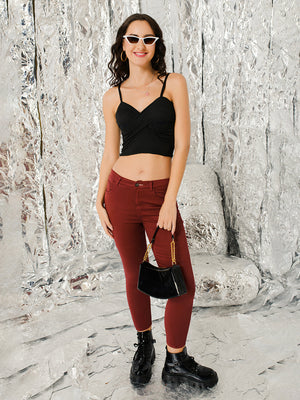 TANDUL  Casual Sleeveless Solid Women Black Top