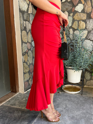 TANDUL Women Stunning Red Skirt