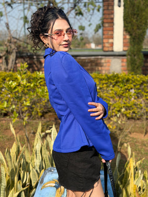 TANDUL Women Stylish Blue Solid Blazer