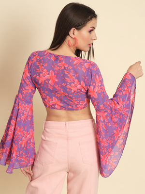 MAZIE Casual Bell Sleeves Printed Women Multicolor Top