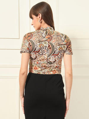 TANDUL Casual Regular Sleeves Printed Women Multicolor Top
