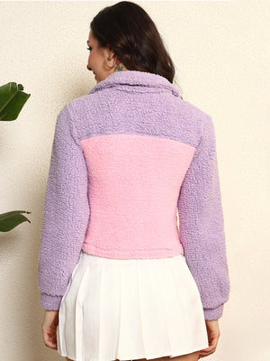 TANDUL Women Pink and Purple Fur Jacket