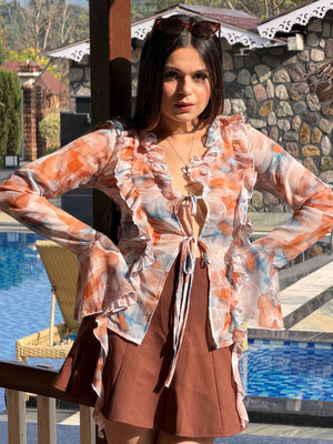 TANDUL Women Elegant Ruffles Top
