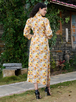 TANDUL Women Yellow Floral Printed Dress