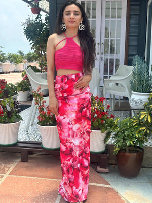 TANDUL Women Stunning Pink Floral Skirt