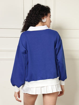 TANDUL Women Blue Oversized Sweatshirt