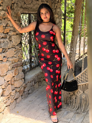 TANDUL Women Charming Cherry Printed Dress