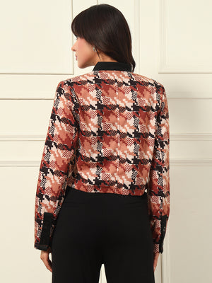 TANDUL  Polyester Houndstooth Coat For Women