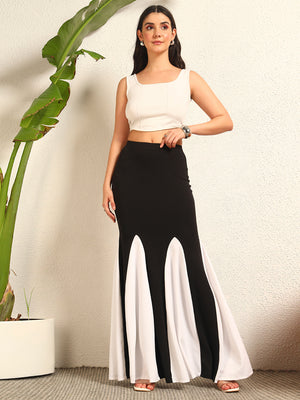 TANDUL Women Stunning Black and White Skirt