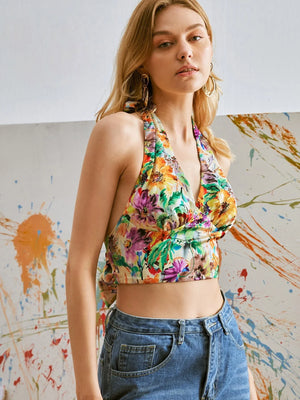 TANDUL  Casual Sleeveless Printed Women Multicolor Top