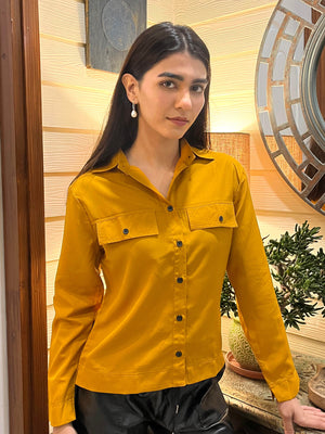 TANDUL Full Sleeve Solid Yellow Women Shirt