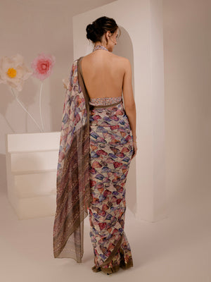 ELTIRE Exquisite Printed Bollywood Style Georgette Sari