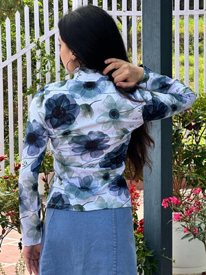 TANDUL  Women Floral Print High Neck White Sweater