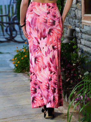 TANDUL Women Pink Feather Printed Skirt