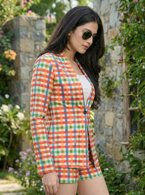 TANDUL Vibrant Multicolor Checkered Co-ord Set