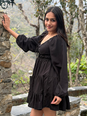 TANDUL  Women Fit and Flare Black Dress