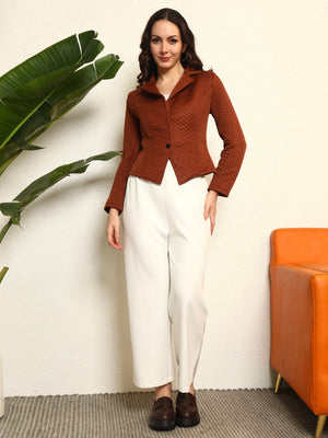 TANDUL Women Elegant Brown Blazer