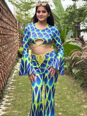 TANDUL Women Stunning Blue and Green Co-ord set