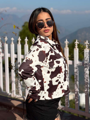 TANDUL Women's Cow Printed Jacket